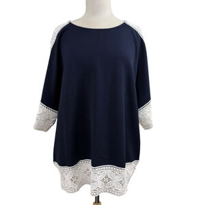 Women's Suzanne Betro Top L Navy White